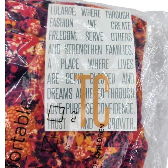 NEW LuLaRoe LLR Orange Floral TC Tall & Curvy Leggings, Simply Comfortable Pants - Picture 3 of 6